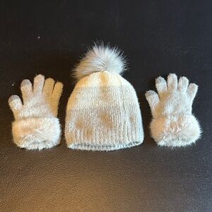Cozy Cream Knit Hat and Glove Set for Kids